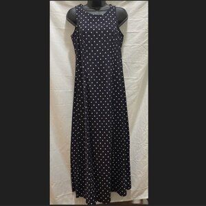 Navy White Polka Dot Sheath Dress Mod Wiggle Midi